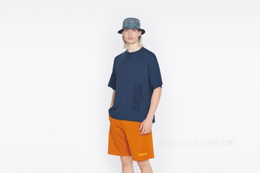 DIOR AND PARLEY 超大版型 T 恤 蓝色 Parley Ocean Plastic 棉质混纺平纹针织面料