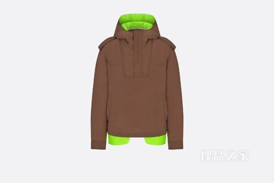 连帽厚夹克 咖啡棕色科技帆布