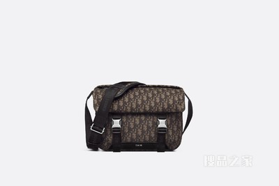 Dior Explorer 信使包 檀黑色和黑色 Oblique 印花提花面料