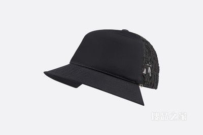 混搭风帽子 黑色棉质罗缎 Oblique 印花