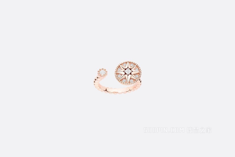 Rose des Vents 戒指 玫瑰色 18K 金和钻石装饰