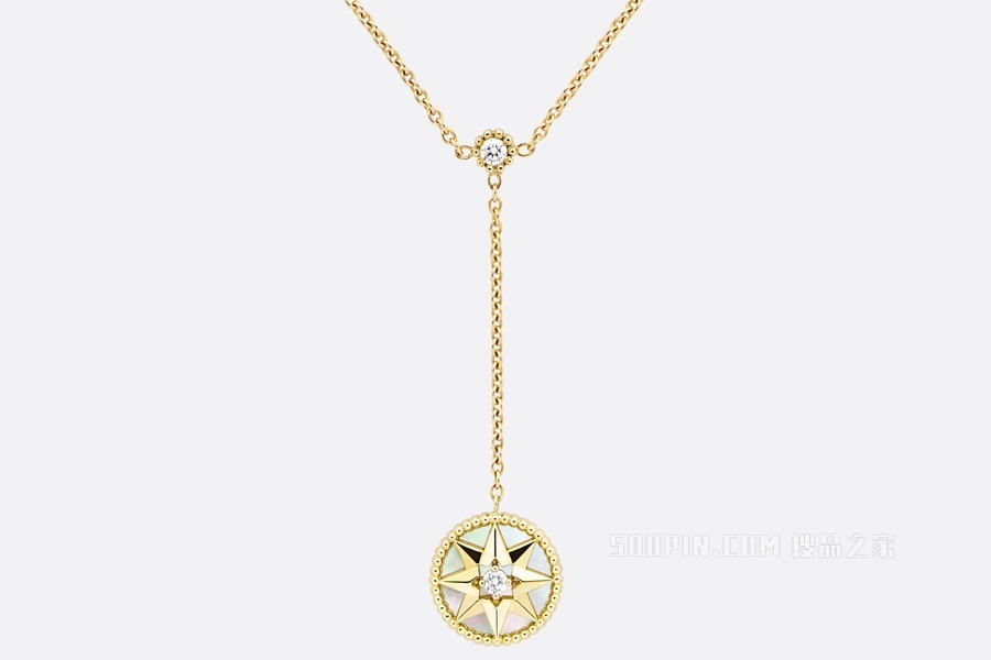 Rose des Vents 项链 黄色 18K 金、钻石和珍珠母贝装饰