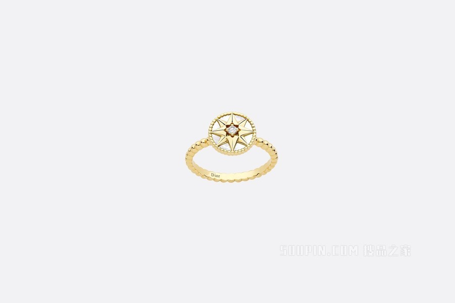 Rose des Vents 戒指 黄色 18K 金、钻石和珍珠母贝装饰