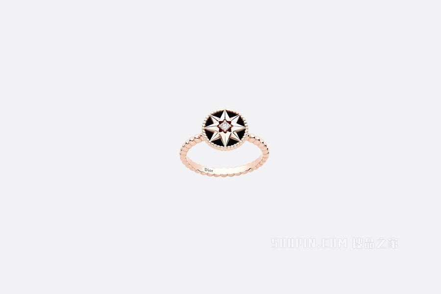 Rose des Vents 戒指 玫瑰色 18K 金、钻石和缟玛瑙装饰