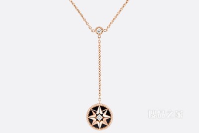 Rose des Vents 项链 玫瑰色 18K 金、钻石和缟玛瑙装饰
