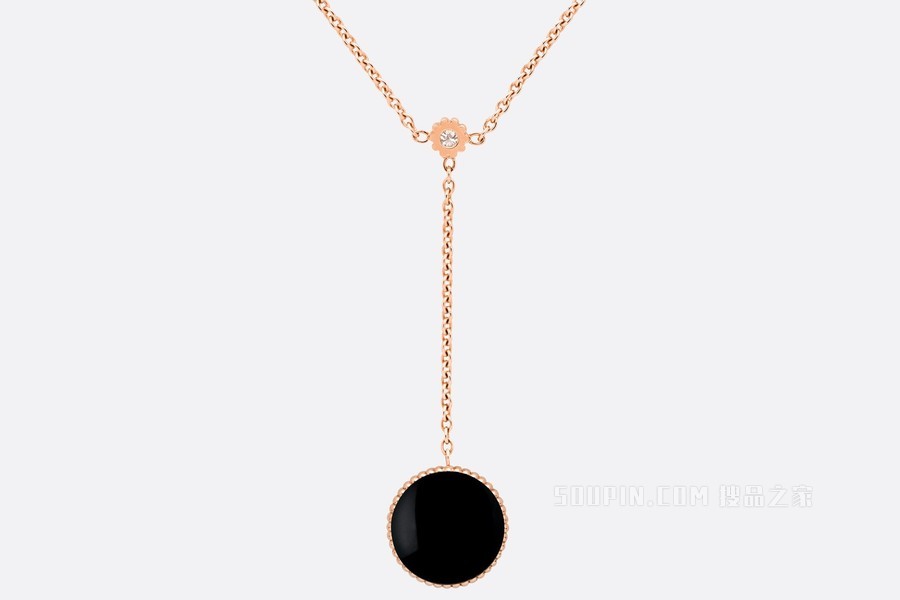 Rose des Vents 项链 玫瑰色 18K 金、钻石和缟玛瑙装饰