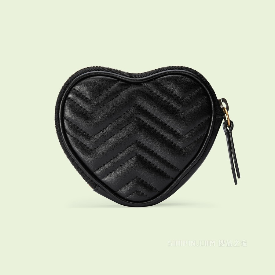 GG Marmont系列心形零钱包 黑色皮革