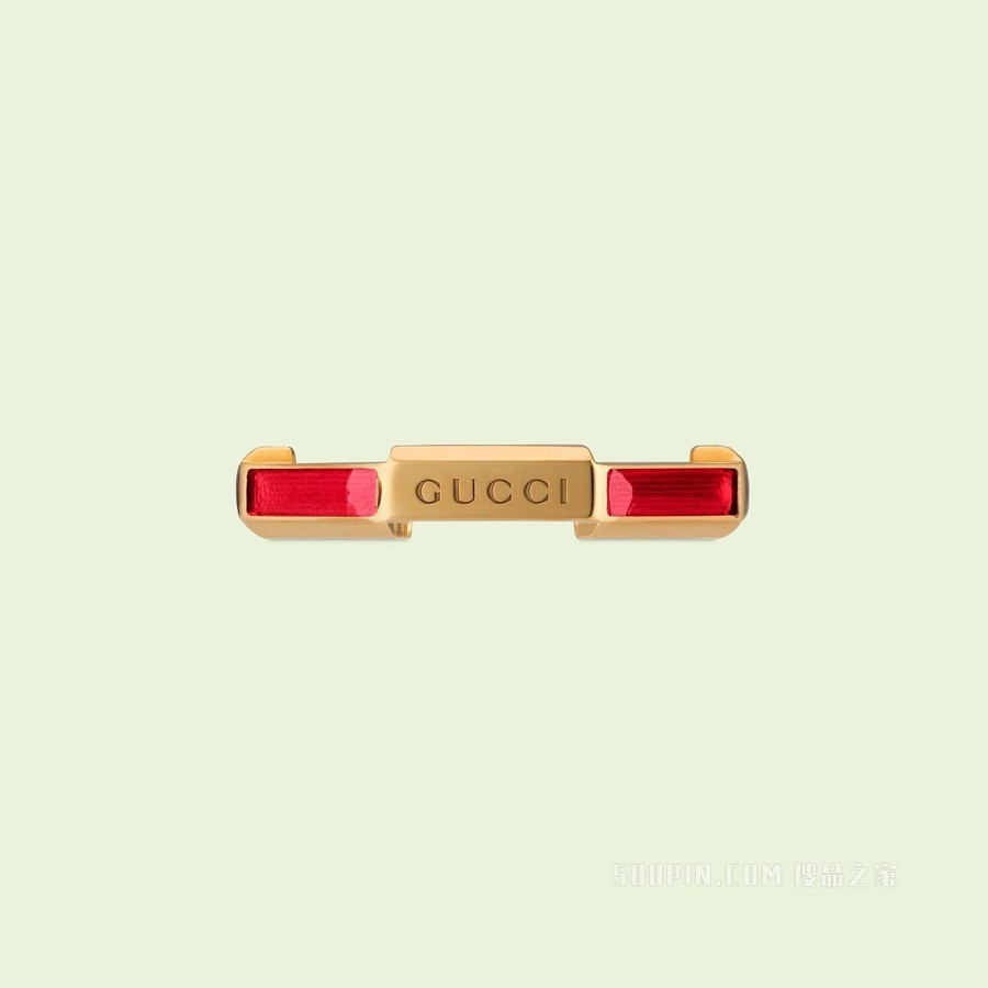 Gucci Link to Love系列珐琅钻石戒指 18K黄金