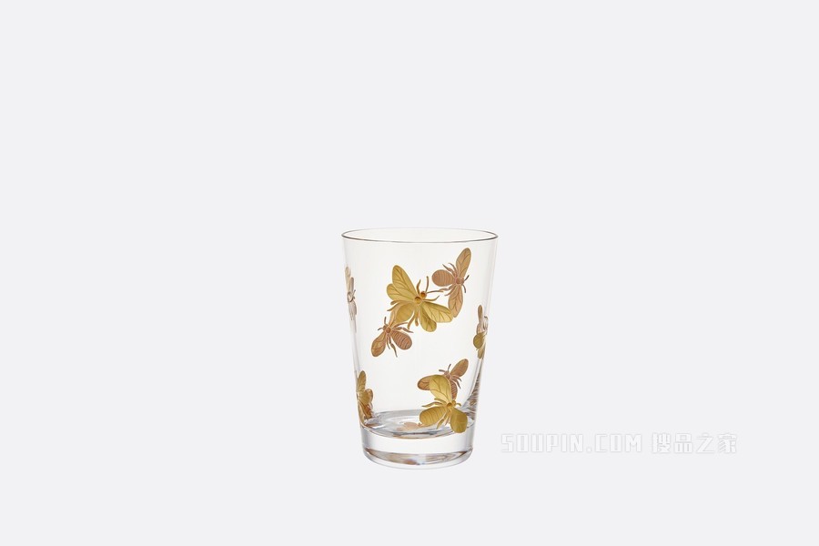 大号玻璃杯 透明和金色小蜜蜂标识