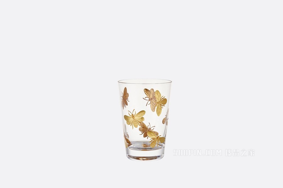 大号玻璃杯 透明和金色小蜜蜂标识