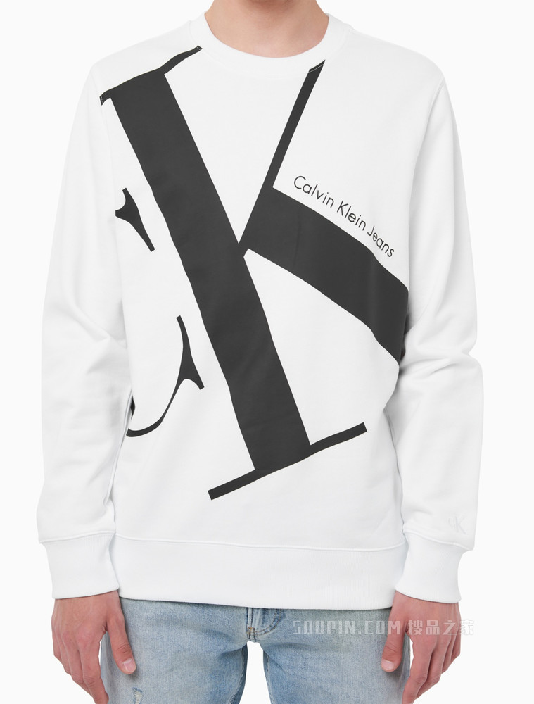 【情侣系列】Calvin Klein 男女同款时尚醒目LOGO纯棉圆领卫衣J318474