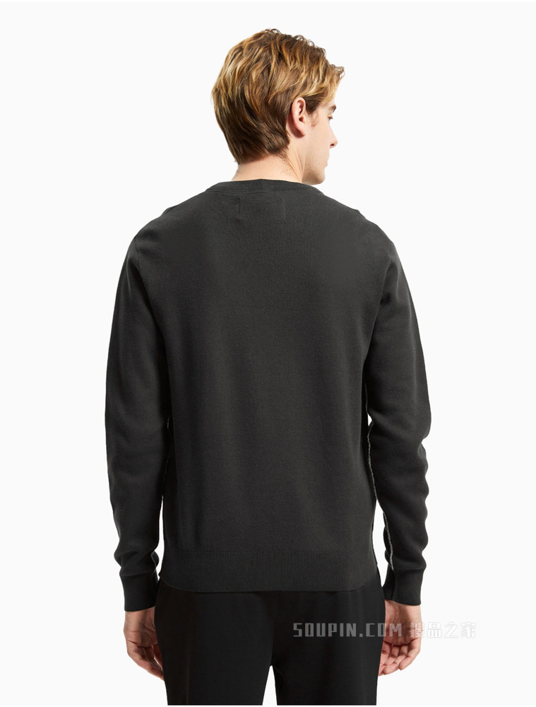 Calvin Klein 男士经典时尚休闲圆领撞色LOGO提花毛衣针织衫ZM01831