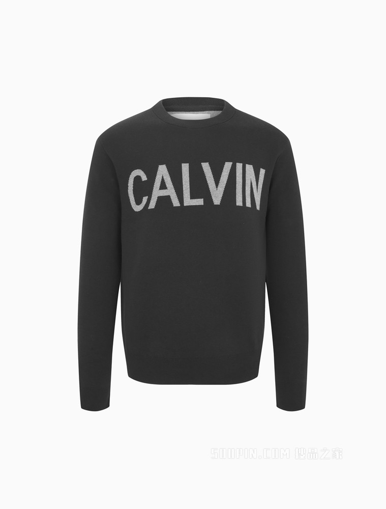 Calvin Klein 男士经典时尚休闲圆领撞色LOGO提花毛衣针织衫ZM01831