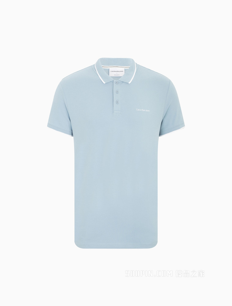 Calvin Klein 22春夏新品新款男休闲镶边翻领小LOGO透气短袖POLO衫J319183