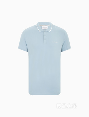 Calvin Klein 22春夏新品新款男休闲镶边翻领小LOGO透气短袖POLO衫J319183