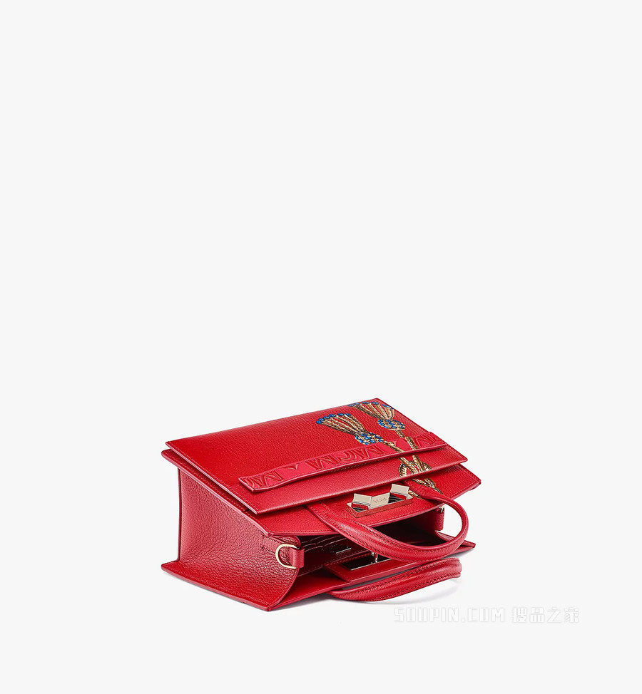 Mini Upcycling Project Milano手绘珠宝流苏图案羊皮手提包