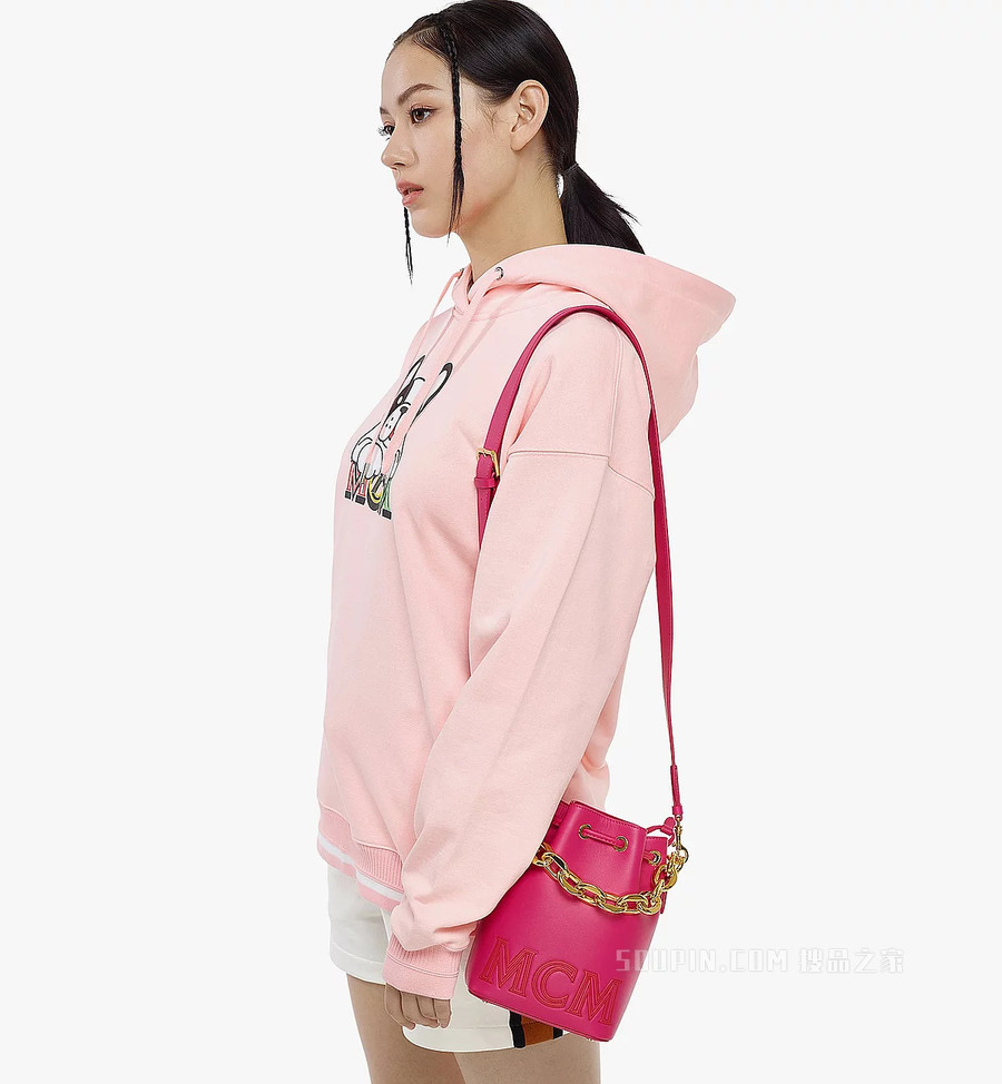 Mini 链条皮革Aren抽绳包