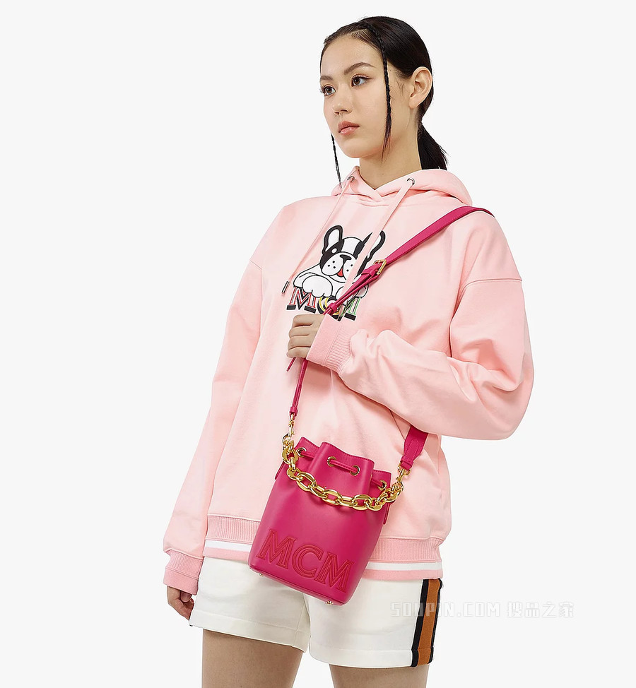 Mini 链条皮革Aren抽绳包