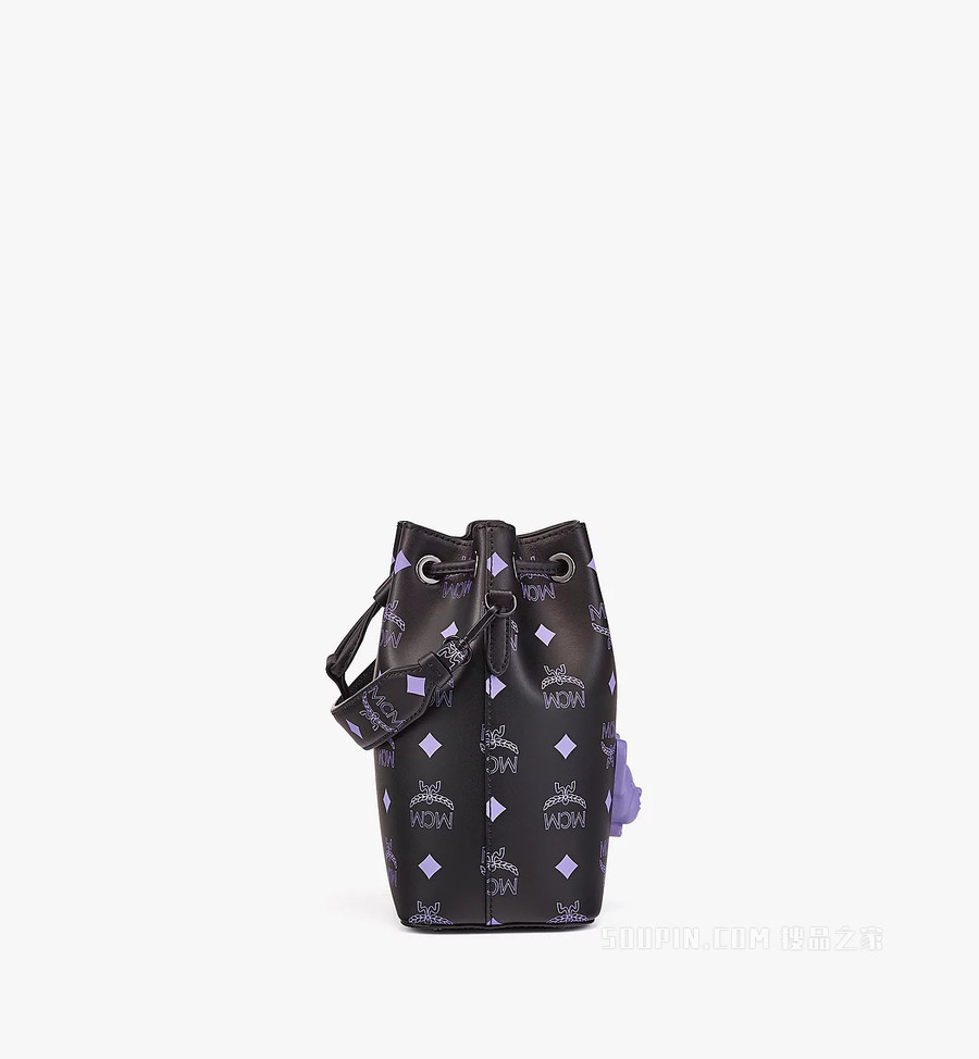 Mini M PUP狗狗水彩泼洒Logo皮革抽绳包