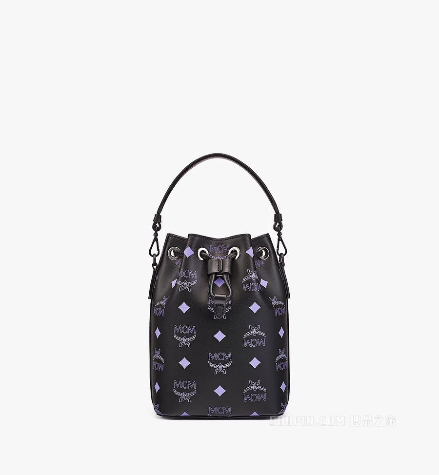 Mini M PUP狗狗水彩泼洒Logo皮革抽绳包
