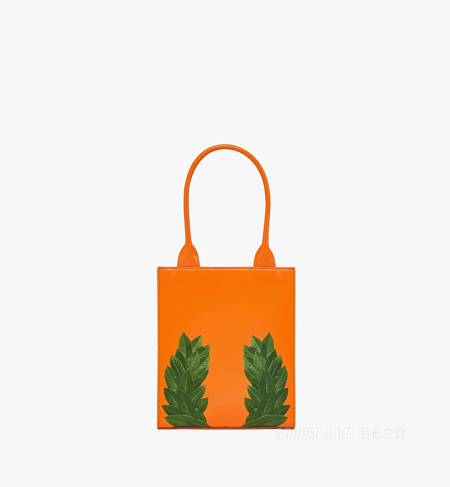 Mini P+M (PHENOMENON x MCM) Nappa皮革月桂叶图案手提包