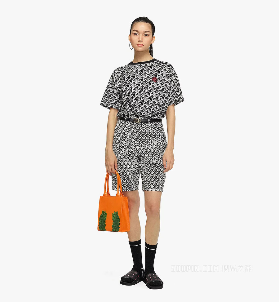 Mini P+M (PHENOMENON x MCM) Nappa皮革月桂叶图案手提包