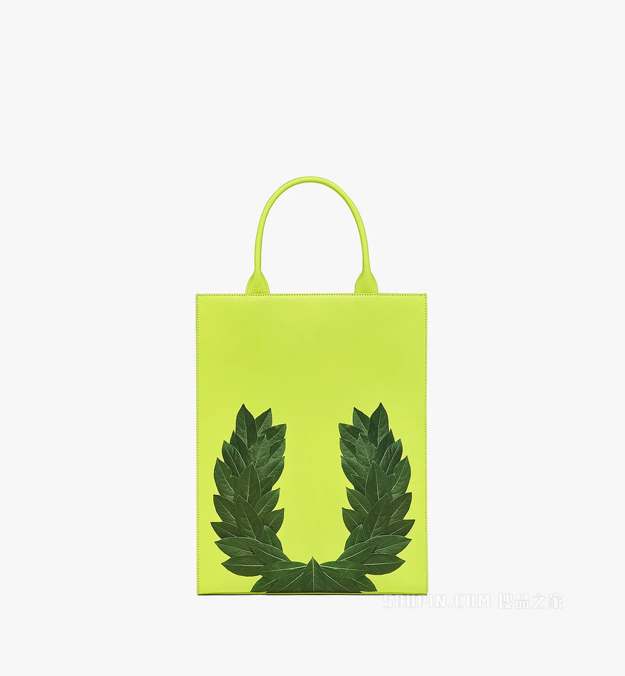 Medium P+M (PHENOMENON x MCM) Nappa皮革月桂叶图案手提包