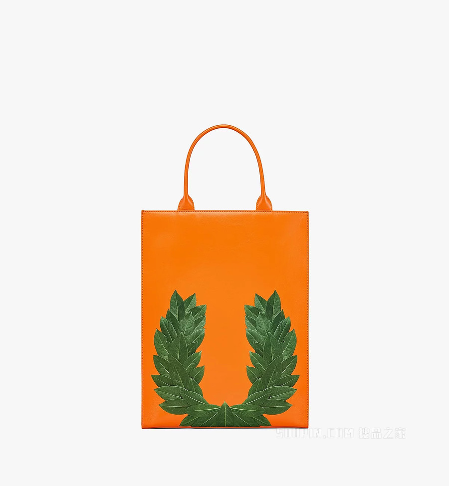 Medium P+M (PHENOMENON x MCM) Nappa皮革月桂叶图案手提包