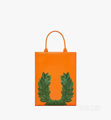 Medium P+M (PHENOMENON x MCM) Nappa皮革月桂叶图案手提包