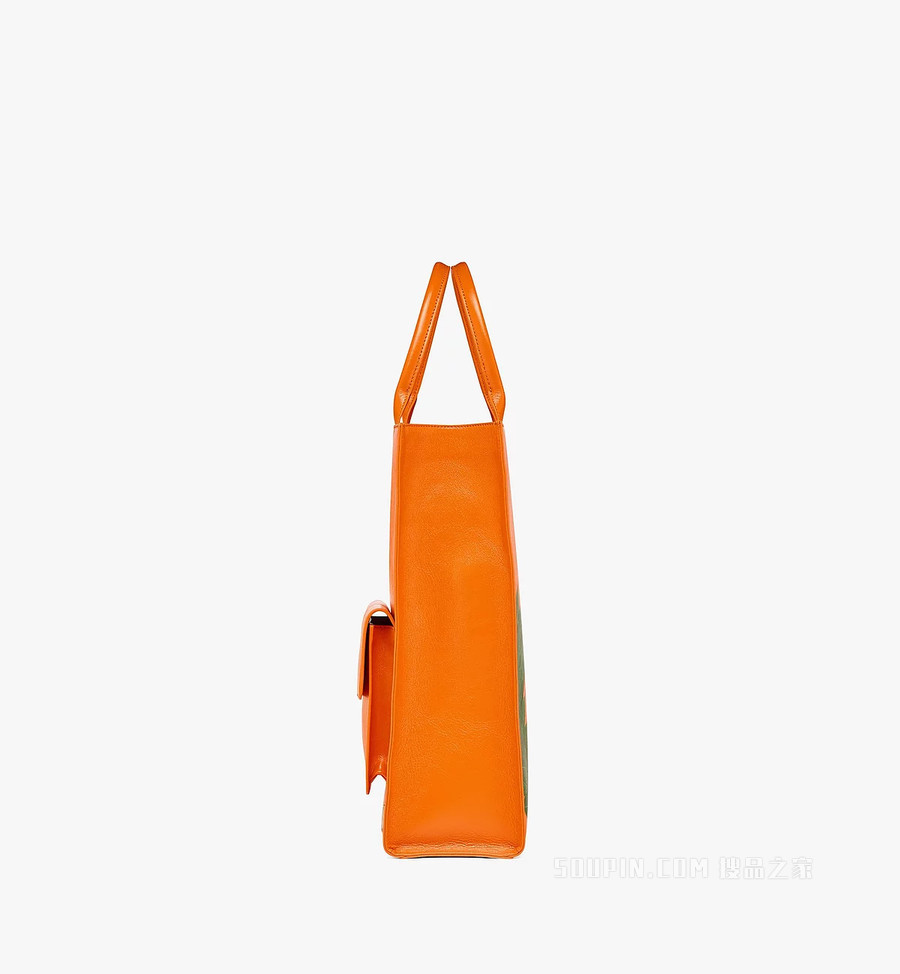 Medium P+M (PHENOMENON x MCM) Nappa皮革月桂叶图案手提包