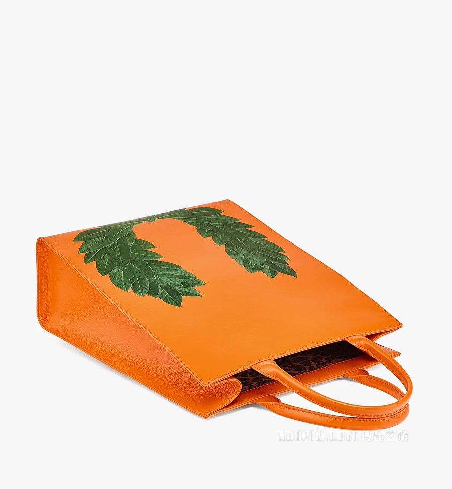 Medium P+M (PHENOMENON x MCM) Nappa皮革月桂叶图案手提包