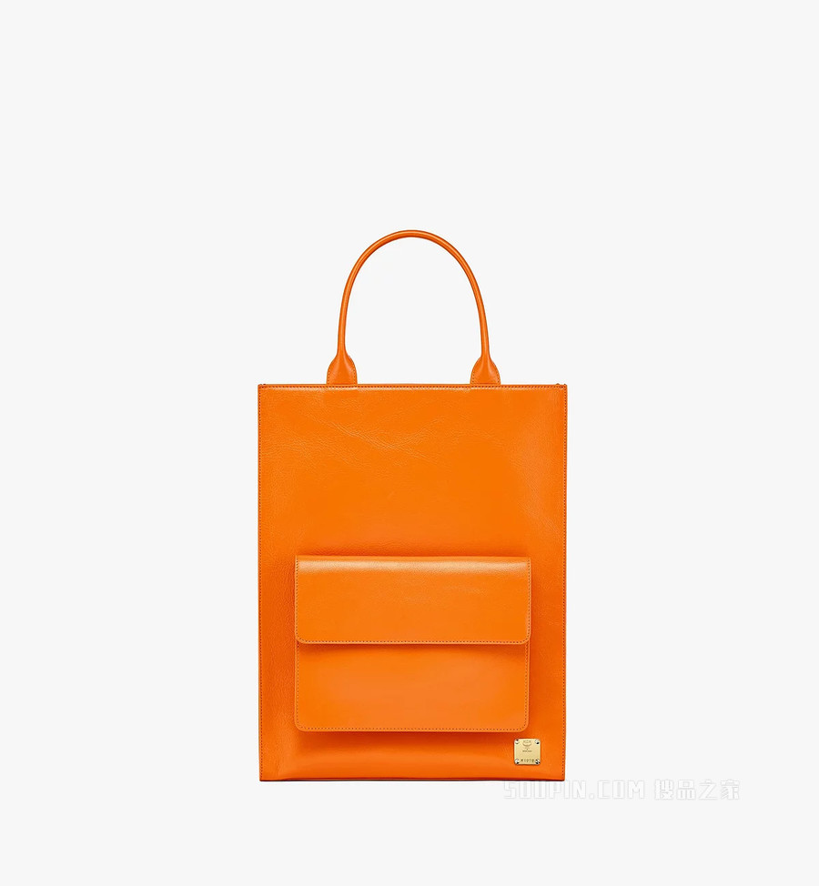 Medium P+M (PHENOMENON x MCM) Nappa皮革月桂叶图案手提包
