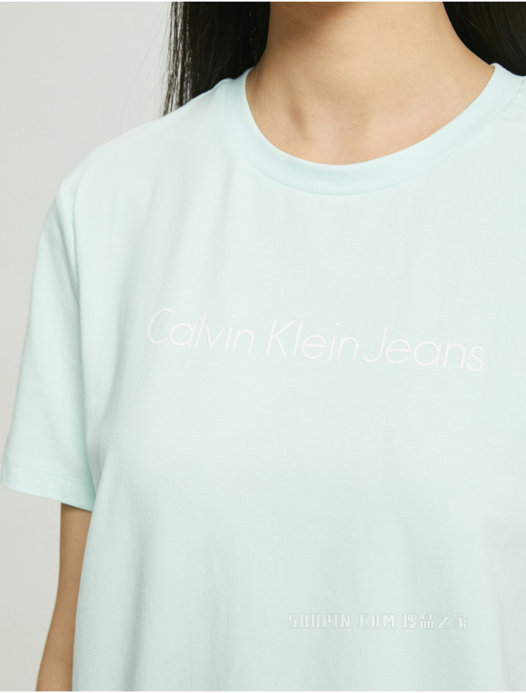 Calvin Klein 22春季新款女士经典百搭圆领简约LOGO短袖T恤J219146