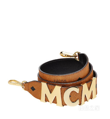 One Size Visetos MCM字母皮革肩带