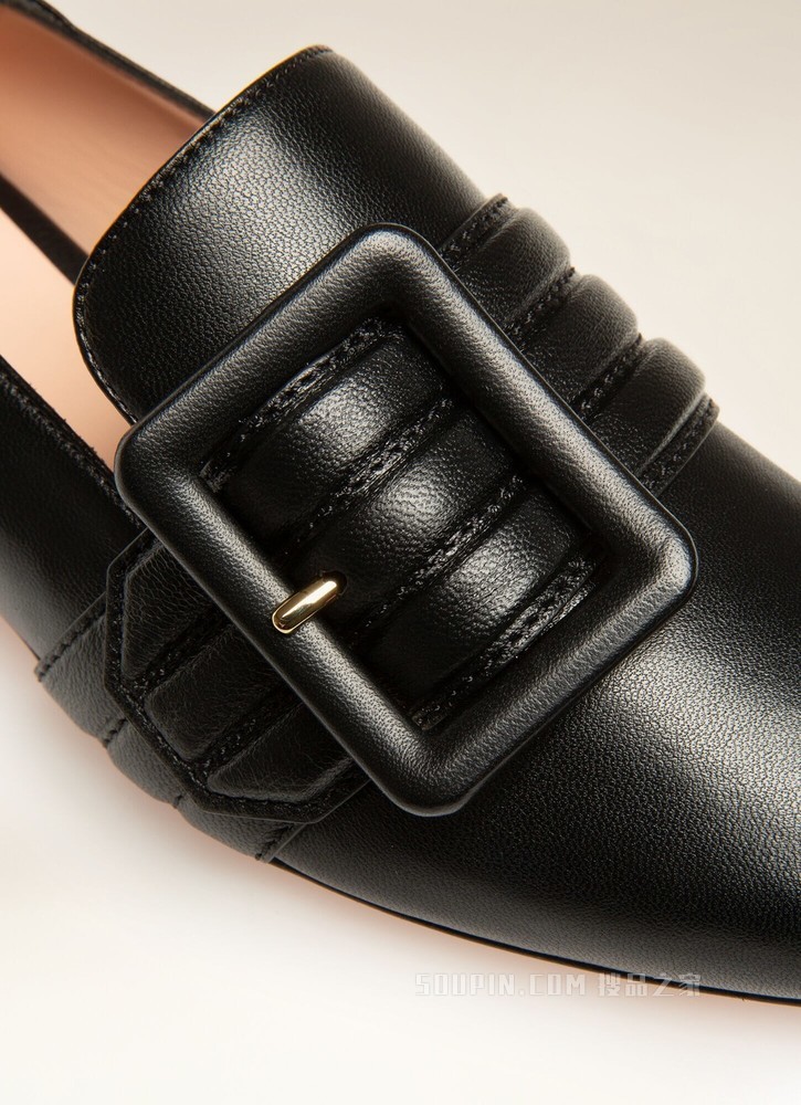 Janelle 黑色皮革浅口鞋