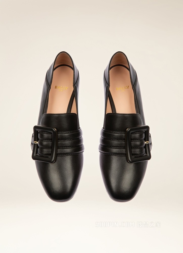 Janelle 黑色皮革乐福鞋