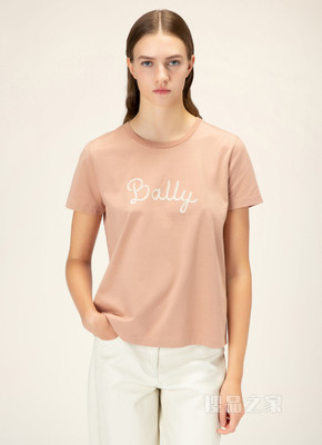 Logo T-shirt 粉色棉质上衣