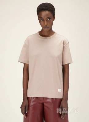 Logo T-shirt 粉色棉质上衣