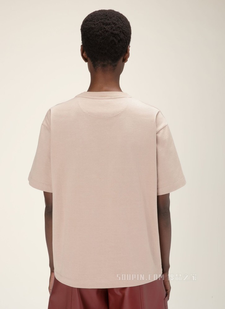 Logo T-shirt 粉色棉质上衣