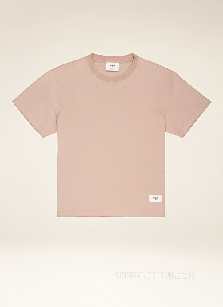 Logo T-shirt 粉色棉质上衣