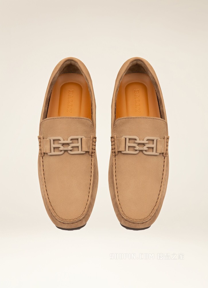 Parsal 灰褐色皮革驾车鞋