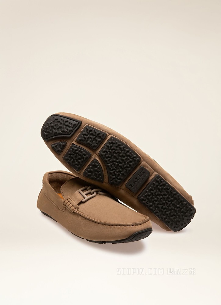 Parsal 灰褐色皮革驾车鞋