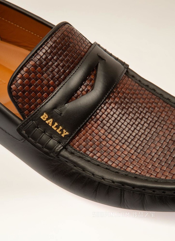 Patrik 棕色拼黑色皮革驾车鞋