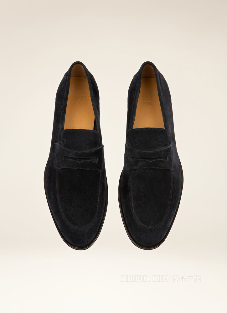 Webb 海军蓝皮革乐福鞋