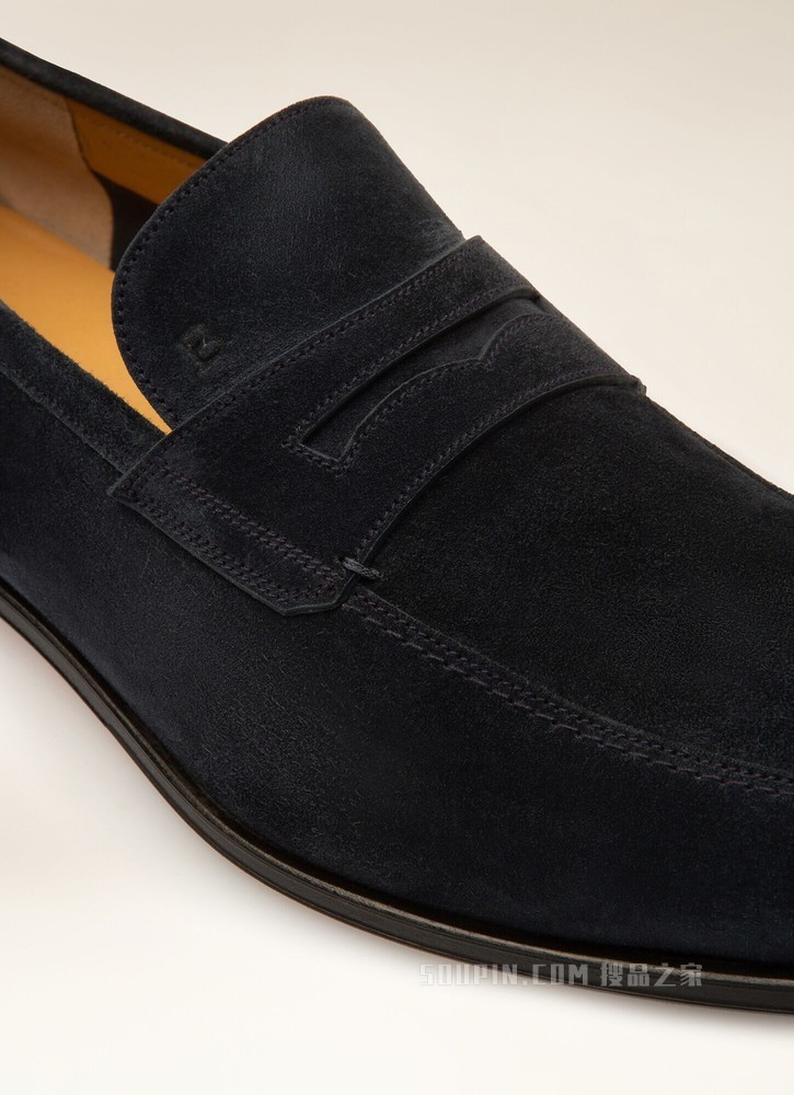 Webb 海军蓝皮革乐福鞋