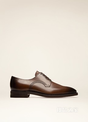 SCRIVANI Men's leather Derby lace-up shoe in mid brown
