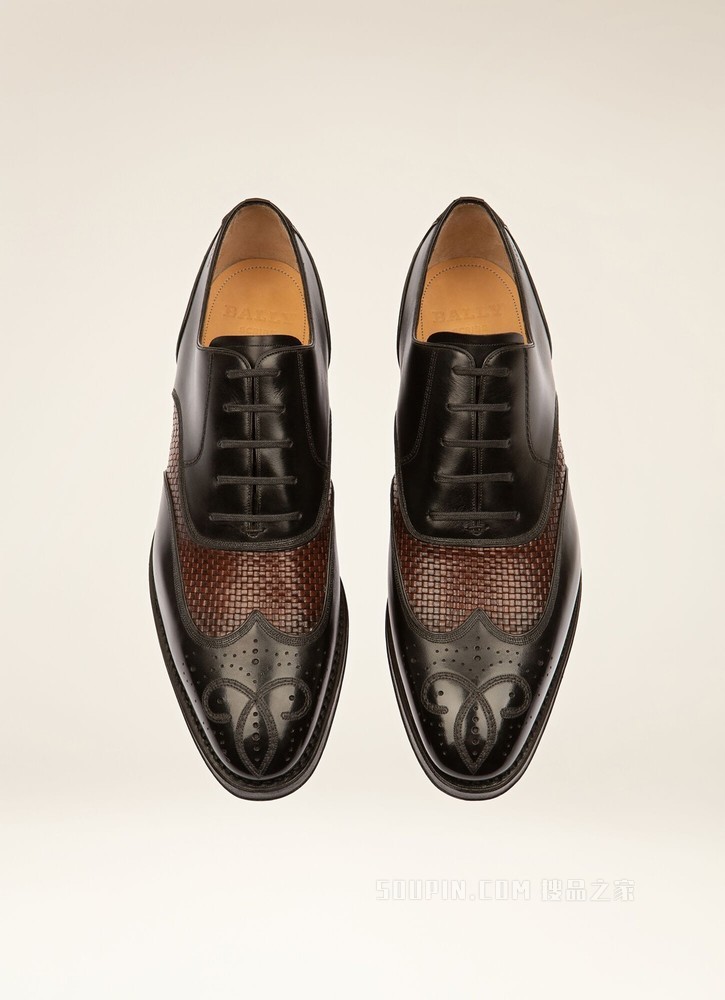 Scalibur 黑色棕色皮革牛津鞋
