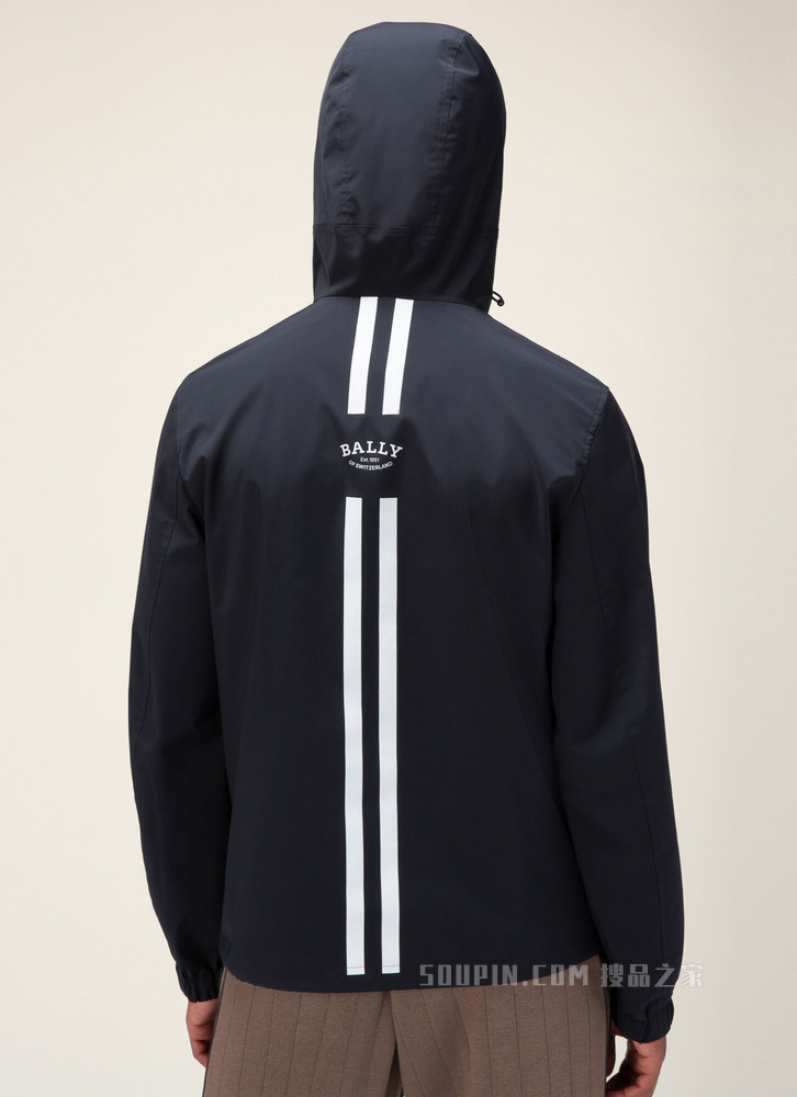 连帽短外套 黑色涤纶外套