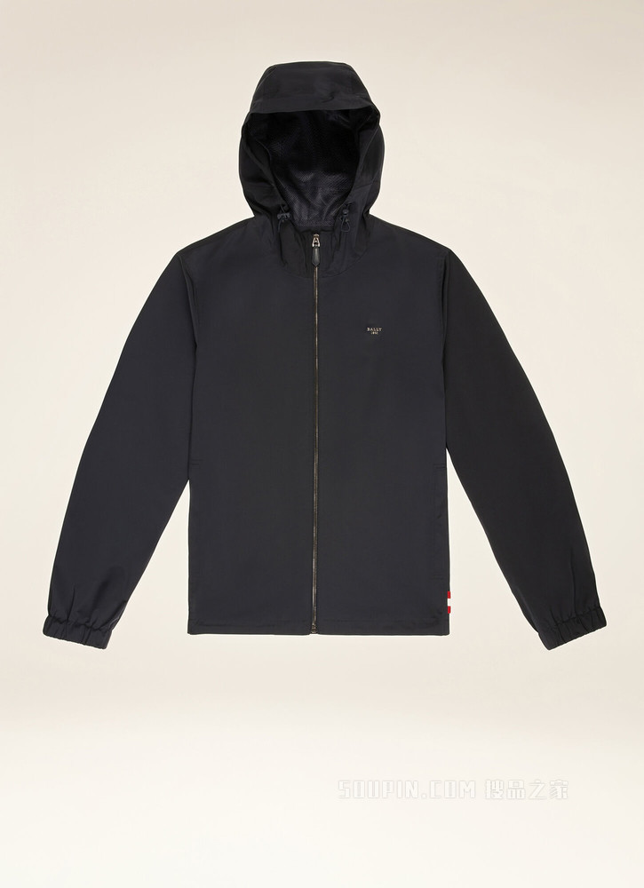 连帽短外套 黑色涤纶外套