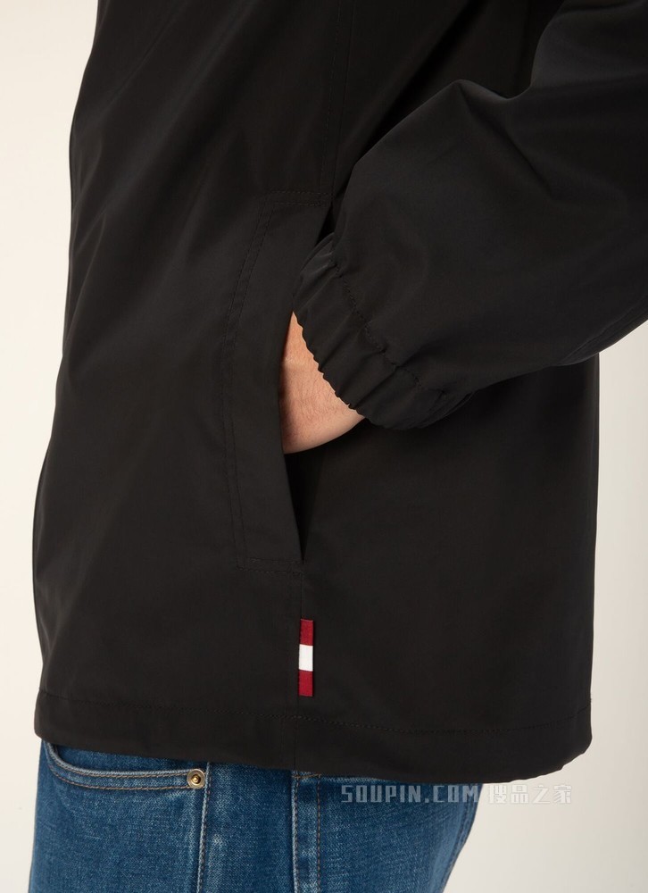 品牌标志短外套 黑色尼龙外套